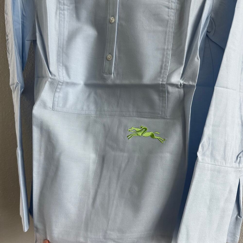 longchamp blue Embroidered Blouse Size 34 NEW - Picture 3 of 10